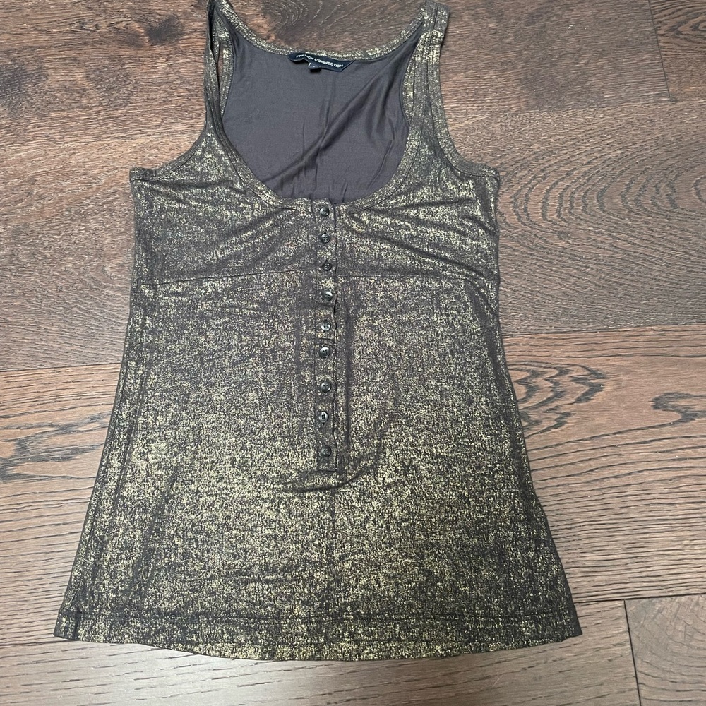 Metallic button front tank